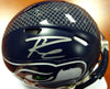 Russell Wilson Autographed Seattle Seahawks Speed Mini Helmet In Silver RW Holo Stock #71468