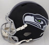 Russell Wilson Autographed Seattle Seahawks Matte Black Speed Full Size Replica Helmet In Silver RW Holo Stock #145782