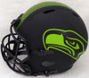 Russell Wilson Autographed Seattle Seahawks Eclipse Black Full Size Speed Replica Helmet In Silver RW Holo Stock #178956