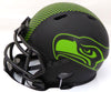 Russell Wilson Autographed Eclipse Black Seattle Seahawks Speed Mini Helmet In Silver RW Holo Stock #178961