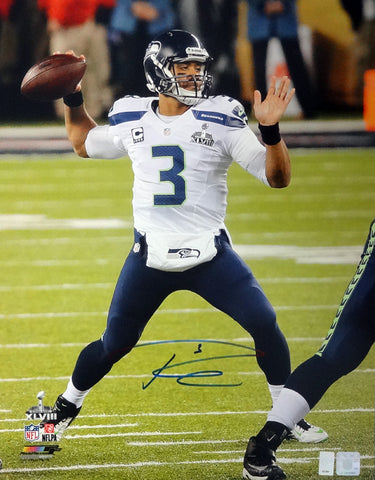 Russell Wilson Autographed 16x20 Photo Seattle Seahawks Super Bowl RW Holo Stock #88005