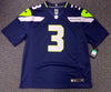 Seattle Seahawks Russell Wilson Autographed Blue Nike Twill Jersey Size XL RW Holo Stock #71431