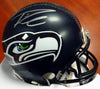 Russell Wilson Autographed Seattle Seahawks Mini Helmet In Silver RW Holo Stock #71469