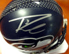 Russell Wilson Autographed Seattle Seahawks Mini Helmet In Silver RW Holo Stock #71469