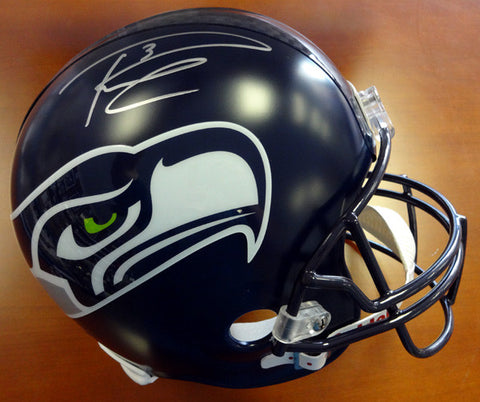 Russell Wilson Autographed Seattle Seahawks Full Size Helmet In Silver RW Holo Stock #74632