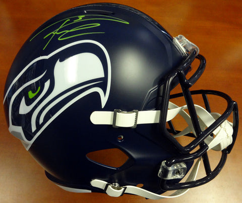 Russell Wilson Autographed Seattle Seahawks Speed Full Size Helmet In Green RW Holo Stock #94105