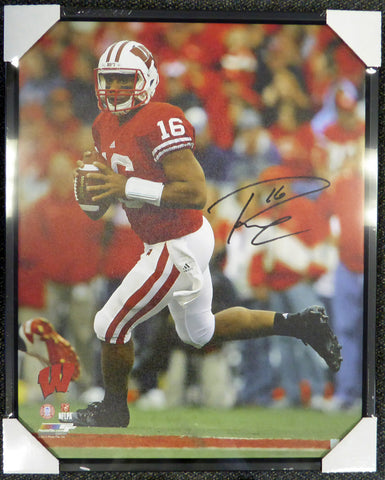 Russell Wilson Autographed Framed 24x30 Canvas Photo Wisconsin Badgers RW Holo Stock #107488