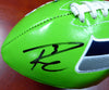 Russell Wilson Autographed Green Logo Football Seattle Seahawks RW Holo Stock #113614