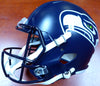 Russell Wilson Autographed Seattle Seahawks Speed Full Size Helmet In Silver RW Holo Stock #113611