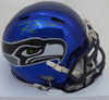 Russell Wilson Autographed Seattle Seahawks Blue Chrome Speed Mini Helmet In Green RW Holo Stock #145786