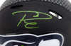 Russell Wilson Autographed Seattle Seahawks Matte Black Speed Mini Helmet In Green RW Holo Stock #145787