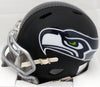 Russell Wilson Autographed Seattle Seahawks Matte Black Speed Mini Helmet In Green RW Holo Stock #145787