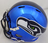 Russell Wilson Autographed Seattle Seahawks Blue Chrome Speed Full Size Replica Helmet In Silver RW Holo Stock #145841