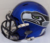 Russell Wilson Autographed Seattle Seahawks Blue Chrome Speed Mini Helmet In Silver RW Holo Stock #145842