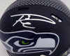 Russell Wilson Autographed Seattle Seahawks Matte Black Speed Mini Helmet In Silver RW Holo Stock #145843