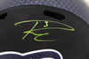 Russell Wilson Autographed Seattle Seahawks Matte Black Speed Full Size Replica Helmet In Green RW Holo Stock #145844