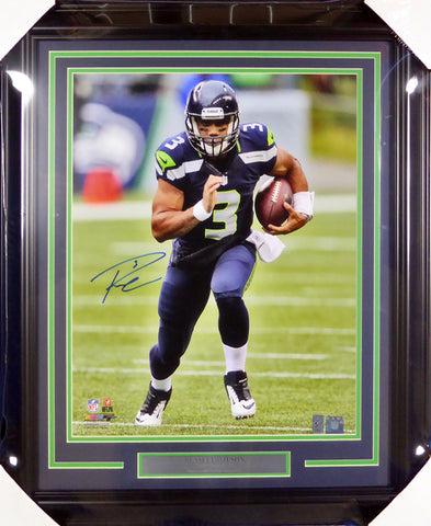 Russell Wilson Autographed Framed 16x20 Photo Seattle Seahawks RW Holo Stock #126670