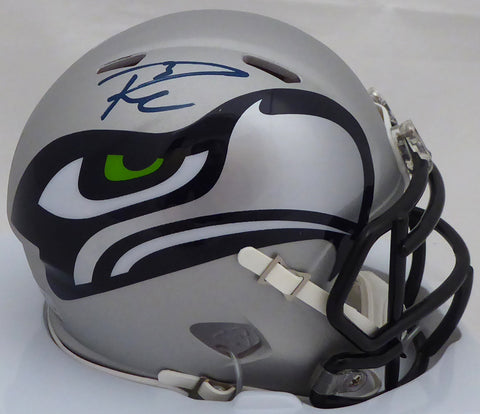 Russell Wilson Autographed AMP Seattle Seahawks Speed Mini Helmet In Blue RW Holo Stock #159115