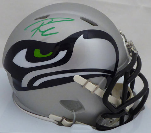 Russell Wilson Autographed AMP Seattle Seahawks Speed Mini Helmet In Green RW Holo Stock #159116