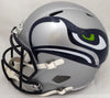 Russell Wilson Autographed Seattle Seahawks Gray AMP Full Size Speed Replica Helmet In Blue RW Holo Stock #159113