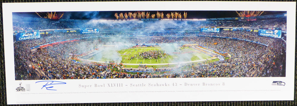 Russell Wilson Autographed 13x40 Super Bowl XLVIII Panoramic Photo Seattle Seahawks RW Holo Stock #131230