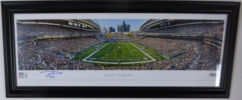 Russell Wilson Autographed Framed Seattle Seahawks Panoramic Photo RW Holo Stock #131941