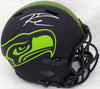 Russell Wilson Autographed Seattle Seahawks Eclipse Black Full Size Speed Replica Helmet In Silver RW Holo Stock #178956