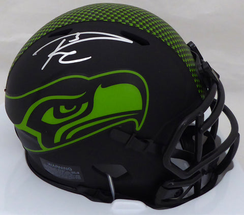 Russell Wilson Autographed Eclipse Black Seattle Seahawks Speed Mini Helmet In Silver RW Holo Stock #178961