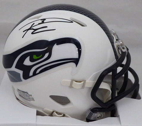 Russell Wilson Autographed Seattle Seahawks Flat Matte White Speed Mini Helmet RW Holo Stock #179110