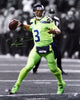 Russell Wilson Autographed 16x20 Photo Seattle Seahawks Action Green Color Rush RW Holo Stock #123810