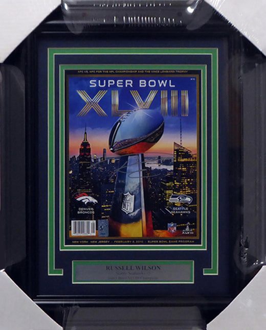 Russell Wilson Autographed Framed Seattle Seahawks Super Bowl XLVIII Program RW Holo Stock #158297